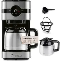 DS Produkte Filterkoffiezetapparaat met thermokan, 24-uurs timer en permanent filter, voor 8 kopjes koffie, koffiezetapparaat voor poeder, roestvrij staal