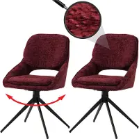 Mendler Set van 2 eetkamerstoelen HWC-N73, keukenstoelen, draaibaar met automatische terugdraaimechanisme, bekleding: chenille stof (490g/m²), kleur: bordeaux