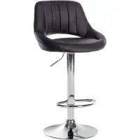 CLP barkruk Milet, bekleed met kunstleer, in hoogte verstelbaar, draaibaar, met rugleuning | Kleur: bruin, frame: chroom