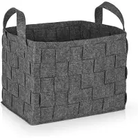 DS Produkte Opbergmand van vilt met handvat 40x30x30 cm | Ideaal voor het opbergen van haardhout en tijdschriften | Duurzaam en veelzijdig | Opvouwbare opbergmand [Donkergrijs]