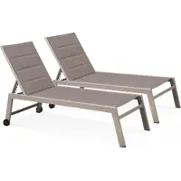 Oviala - Set van 2 aluminium en textilene ligstoelen in taupe - Nouméa