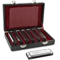 Gear4Music Blues Harmonica Set by