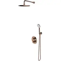 Omnires Y - Doucheset met inbouwthermostaat, met inbouwdeel, diameter 25 cm, 5 jets, koper SYSYT05CP