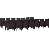 vidaXL Tuin eettafelset met kussens 15 st Bruin PP