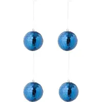 J-Line kerstbal Spiegel - glas - blauw - large - doos van 4