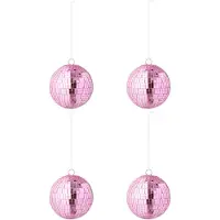 J-Line kerstbal Spiegel - glas - roze - large - doos van 4