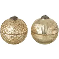 J-Line geurkaars Kerstbal - glas - goud - large - 2 stuks