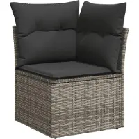 vidaXL 9-delige tuinmeubelset met kussens, grijs, polyrotan