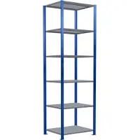 Schulte Lagertechnik boutloos rekkensysteem MultiPlus250, basisrek, 6 legborden, dwarsverbindingen, B 750 x D 600 x H 2500 mm, gentiaanblauw RAL 5010