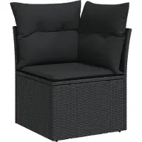 vidaXL 11-delige tuinmeubelset met kussens, zwart, polyrotan
