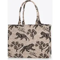 WITTCHEN Dames jacquard-patroon shoppertas, bruin en zwart