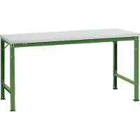 Manuflex basistafel UNIVERSAL Speciaal, 1750 x 1000 mm, kunststof lichtgrijs, resedagroen