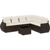 vidaXL 6-delige Loungeset met kussens poly rattan bruin
