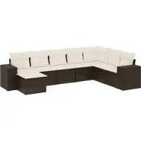 vidaXL 8-delige Loungeset met kussens poly rattan bruin