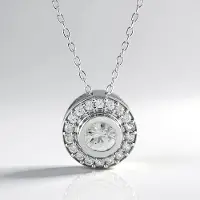 Cavill - Zilveren Halsketting - 925 Sterling Zilver Geplatineerd - Cambodjaanse Zirkoon 1,03 ct en 18 Zirkonen 0,58 ct - Elegant Rond Design