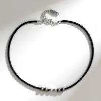Cavill - Halsketting van Zwart Gevlochten Leer - 925 Sterling Zilver Geoxideerd - Verstelbaar tot 48 5 cm - Desert Chic Stoer & Casual Unisex
