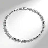 Cavill - Zilveren Halsketting 925 Sterling Zilver - 7 Ronde Nigeriaanse Zirkonen 0,124 ct - Pavé Zetting - Luxe Dameshalsketting 45,7 cm
