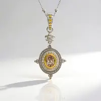 Cavill - Zilveren Halsketting 925 Sterling - Braziliaanse Morganiet 0,855 ct - 20 Zirkonia 0,36 ct - Elegante Ovaal Bezel