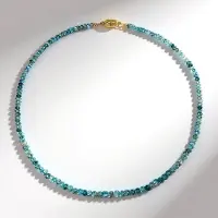 Cavill - Zilveren halsketting 925 sterling - 112 575 ct Cambodjaanse Ratanakiri zirkonen - ombré blauw - luxe elegante damesketting 45 cm