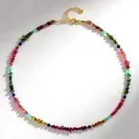 Cavill - Vergulde Zilveren Halsketting 45 cm - 925 Sterling Zilver - Toermalijn 36 85 ct en Lapis Lazuli Amazoniet 44 1 ct