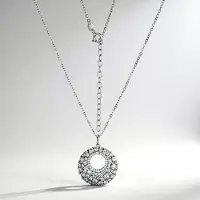Cavill - Zilveren Halsketting - 925 Sterling Zilver - Nigeria Zirkoon 2 66 ct - Verstelbaar - Elegant Pavé Rondgeslepen Zirkonen