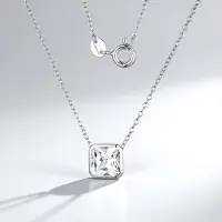 Cavill - Zilveren Halsketting - 925 Sterling Zilver Gerhodineerd - Witte Topaas 1,156 ct - Achthoekige Radiant 7 mm - Luxe Pave Sieraad