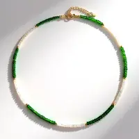 Cavill - Verstelbare Welo-opalen Halsketting - 925 Sterling Zilver Verguld - 42,13 ct Edelstenen - Elegante Zilveren Ketting Dames Groen Wit