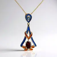 Cavill - Zilveren Halsketting 925 Sterling Zilver Verguld - 1,278ct Mozambique Granaat & 0,117ct Londonblauwe Topaas - Elegant