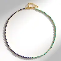Cavill - Zilveren Halsketting - 925 Sterling Zilver Verguld - Blauwe Saffier 8 845 ct en Turkoois 2 993 ct - Elegante Verstelbare Ketting 45 cm