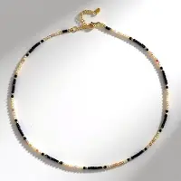 Cavill - Zilveren Halsketting 925 Sterling Zilver Verguld - Zwarte Spinel 1.16 ct & Kanariegele Zirkoon 0.85 ct - Verstelbaar 45-50 cm