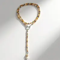 Cavill - 925 Sterling Zilveren Halsketting - Witte Zoetwater Kweekparel 16x14 mm & Fancy Slijpsel - Meerlaagse Elegante Parelketting