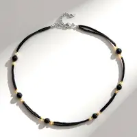 Cavill - Zilveren Halsketting - 925 Sterling Zilver - Zwarte en Gouden Hematiet 76 572 ct - Luxe Verstelbare Dames Ketting 45-50 cm
