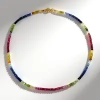 Cavill - Zilveren halsketting - 925 Sterling verguld - 64 068 ct facetrijk veelkleurige saffieren uit Madagaskar - 45 cm