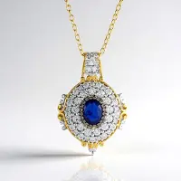 Cavill - Zilveren Halsketting Verguld - 925 Sterling Zilver met Kobaltblauwe Spinel 1 179 ct en 3 04 ct Zirkonia - Luxe Ovaal Sieraad 45-50 cm