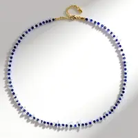 Cavill - Zilveren Halsketting 925 Sterling Zilver Verguld - Lapis Lazuli 12 ct & Witte Kwarts 40 ct - Verstelbaar - Luxe Dames Sieraad