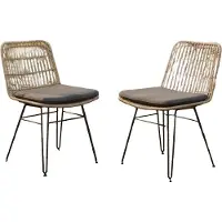 Eurofar Flamingo dining chair bamboo look steel/grey wicker (set van 2 stuks)