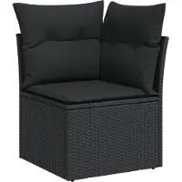 vidaXL 7-delige tuinmeubelset met kussens, zwart, polyrotan