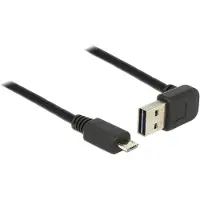 DeLOCK Micro USB naar Easy-USB-A haaks (boven/beneden) kabel - USB2.0 - tot 2A / zwart - 2 meter