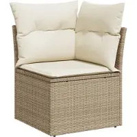 vidaXL 6-delige Loungeset met kussens poly rattan beige