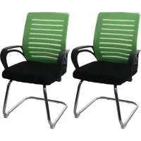 Mendler Set van 2 conferentiestoelen -K51, bezoekersstoel sledemodel, 150 kg draagvermogen stof/textiel ~ groen