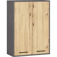 Akord Hangende Badkamerkast FIN H934 W64 met 2 Deuren / Furniture Factory / Grafietgrijs - Artisan Eik / 64 x 94 x 30 cm