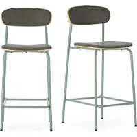CALICOSY Barkrukken set van 2 in kunstleer met metalen poten, h95 cm tess