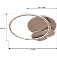 LUCANDE Plafondlamp , Circulo, dimbare, Roestbruin, Woonkamer, Metaal, Modern