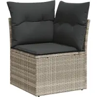 vidaXL 10-delige Loungeset met kussens poly rattan lichtgrijs