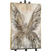YS Canvas schilderij landschapsformaat handgeschilderd gouden vleugels abstract luxe – -Art Gallery – Luxe wanddecoratie voor woonkamer – Modern schilderij voor slaapkamer en kantoor
