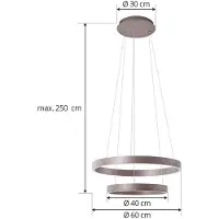 LUCANDE Slimme hanglamp Yonam, dimbaar, bruin / roest, Woon-/ Eetkamer, Aluminium, Modern, Slimme hanglamp
