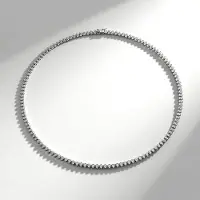 Cavill - Zilveren Halsketting 925 Sterling Zilver - 20 Ronde Zirkonia 0 108 ct - Elegante Pave Zetting - 45 5 cm Delicate Damesketting