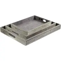 Mars & More dienbladen koehuid rechthoek grey (set of 3)