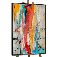 YS Canvas schilderij landschapsformaat handgeschilderd kleurrijke harmonieën abstract – -Art Gallery – Vrolijke wanddecoratie voor woonkamer – Modern schilderij voor hal en kantoor
