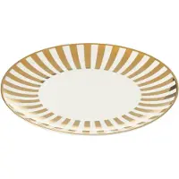 J-Line bord Gestrepen - porselein - goud/wit - large